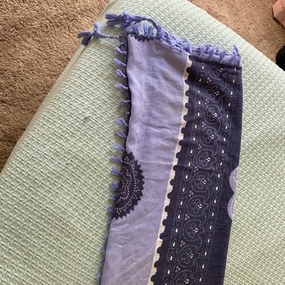 ECHO COTTON BLUE FRINGE SCARF SHAWL - Picture 3 of 14